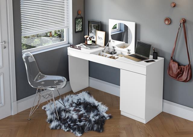 Escrivaninha espelho redondo Branco