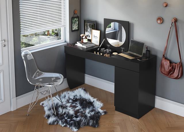 Escrivaninha espelho redondo - Preto